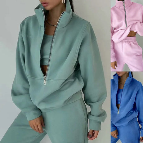 Conjunto deportivo de 2 piezas con capucha y cremallera