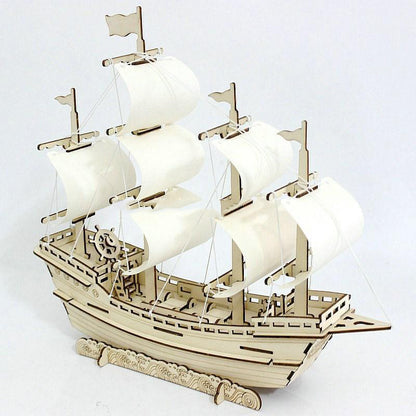 Modelo de velero de madera, bricolaje, montaje hecho a mano