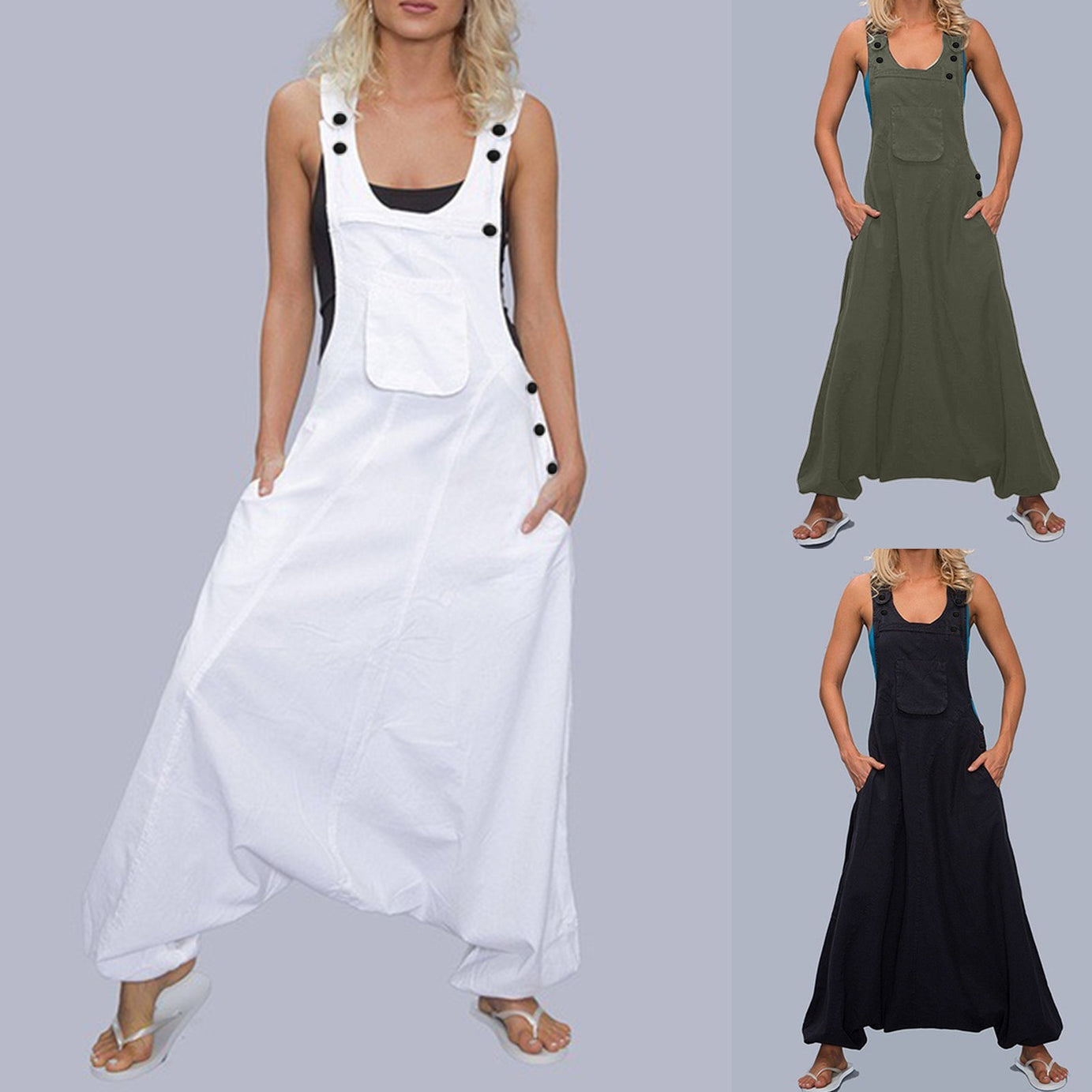 Monos holgados para mujer, pantalones harén, pantalones de pierna ancha