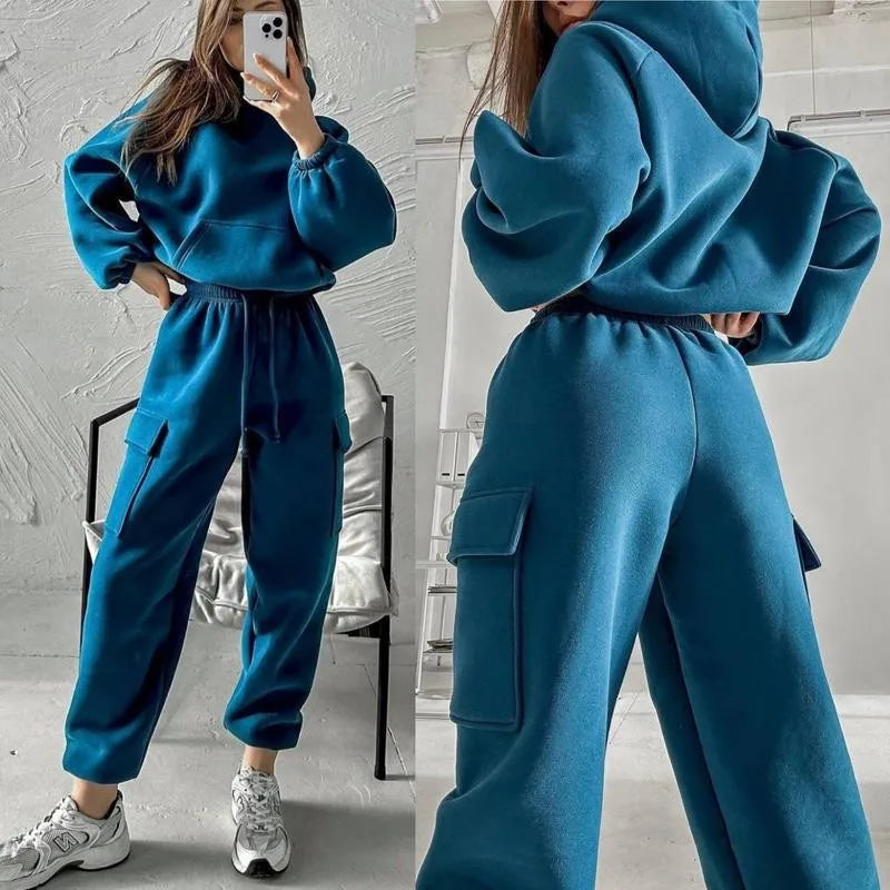 Conjunto de sudaderas y pantalones con capucha, ropa para mujer