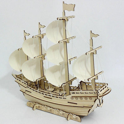 Modelo de velero de madera, bricolaje, montaje hecho a mano