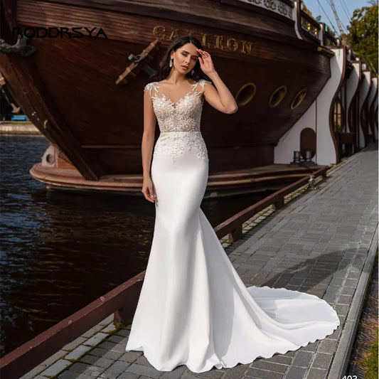 Vestido de novia bohemio sexy para mujer 2025 Apliques de encaje