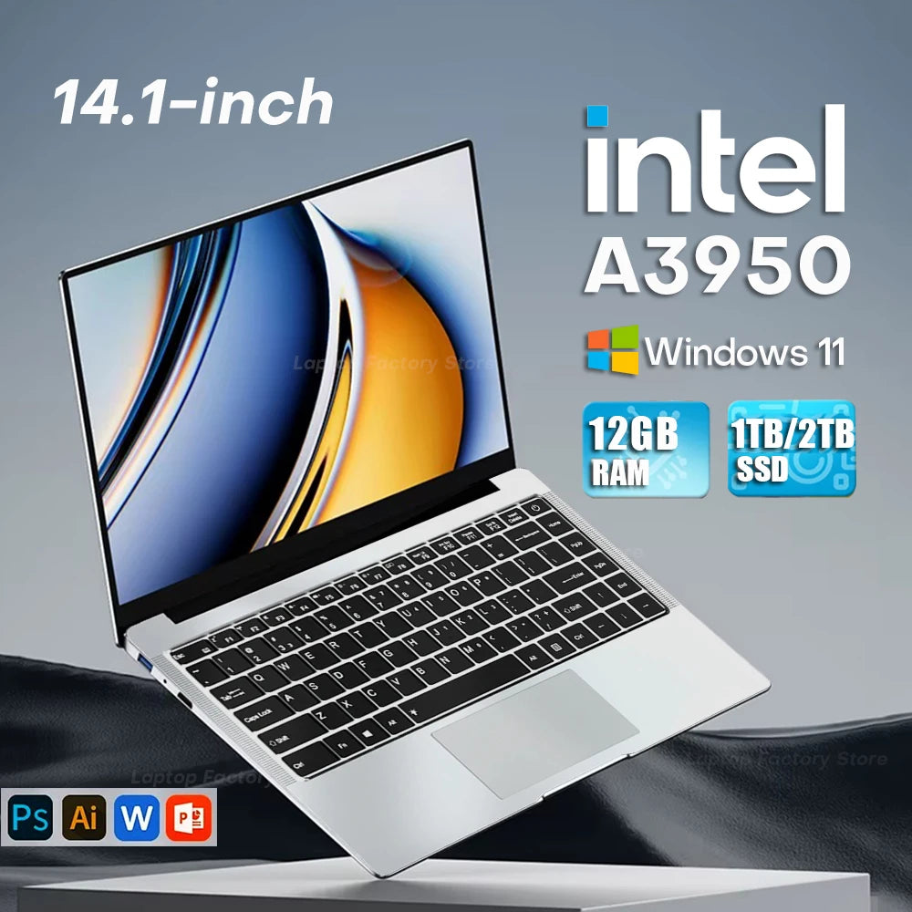 Computadora portátil Erilles Ultra Slim con Windows 11, 14.1", 12 GB de RAM