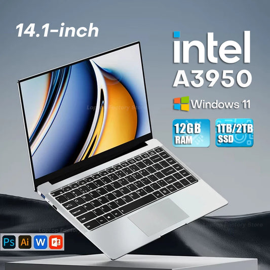 Computadora portátil Erilles Ultra Slim con Windows 11, 14.1", 12 GB de RAM