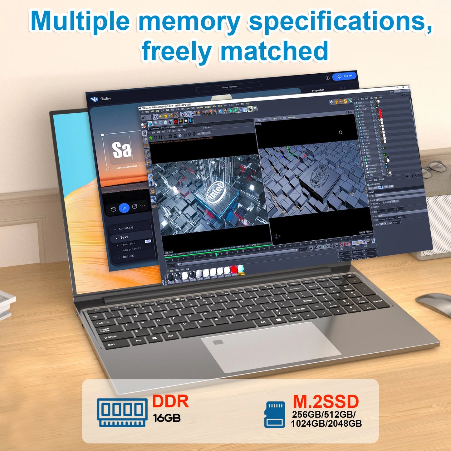 Computadora portátil Erilles de 15.6" con Intel Core i3 6100U, Windows 11, 16 GB