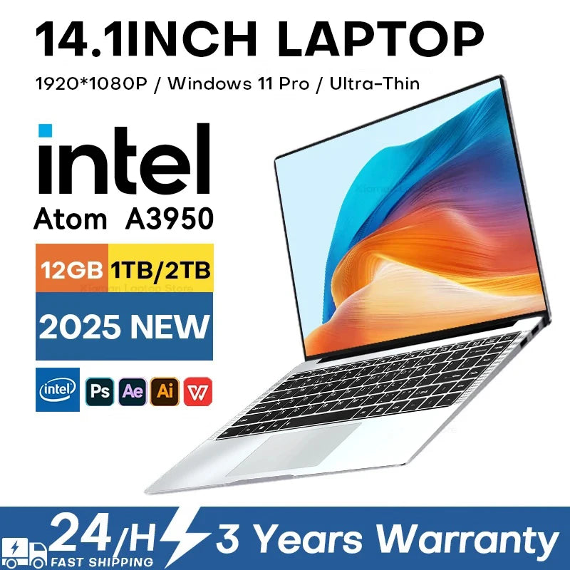 Computadora portátil 2025 con Windows 11 Pro, Intel Atom A3950