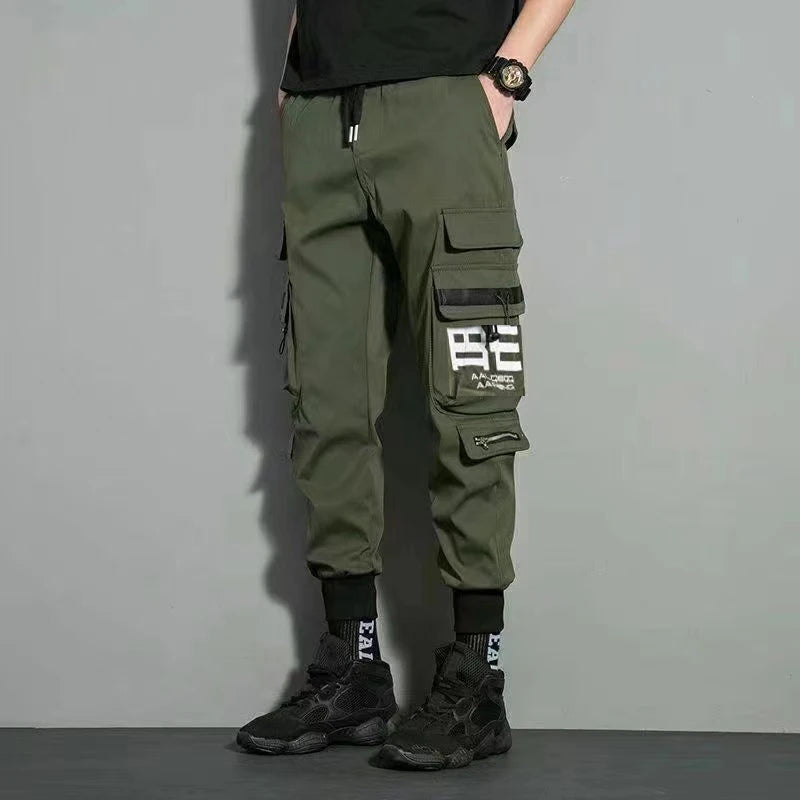 Pantalones cargo con cordón y múltiples bolsillos, pantalones cargo