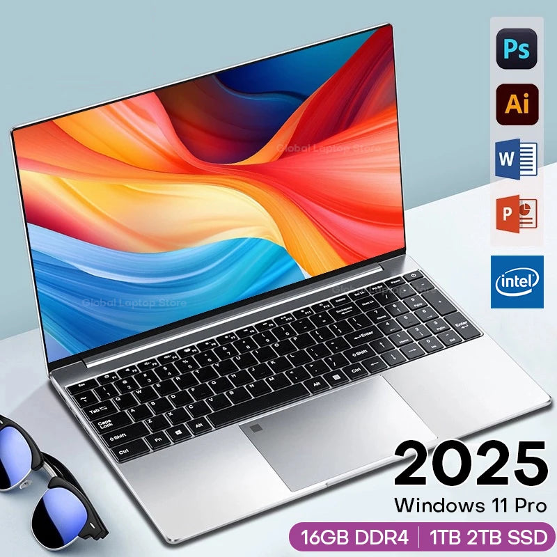 Ordenador portátil Intel de 15,6" para gamers, ultradelgado, Intel Celeron