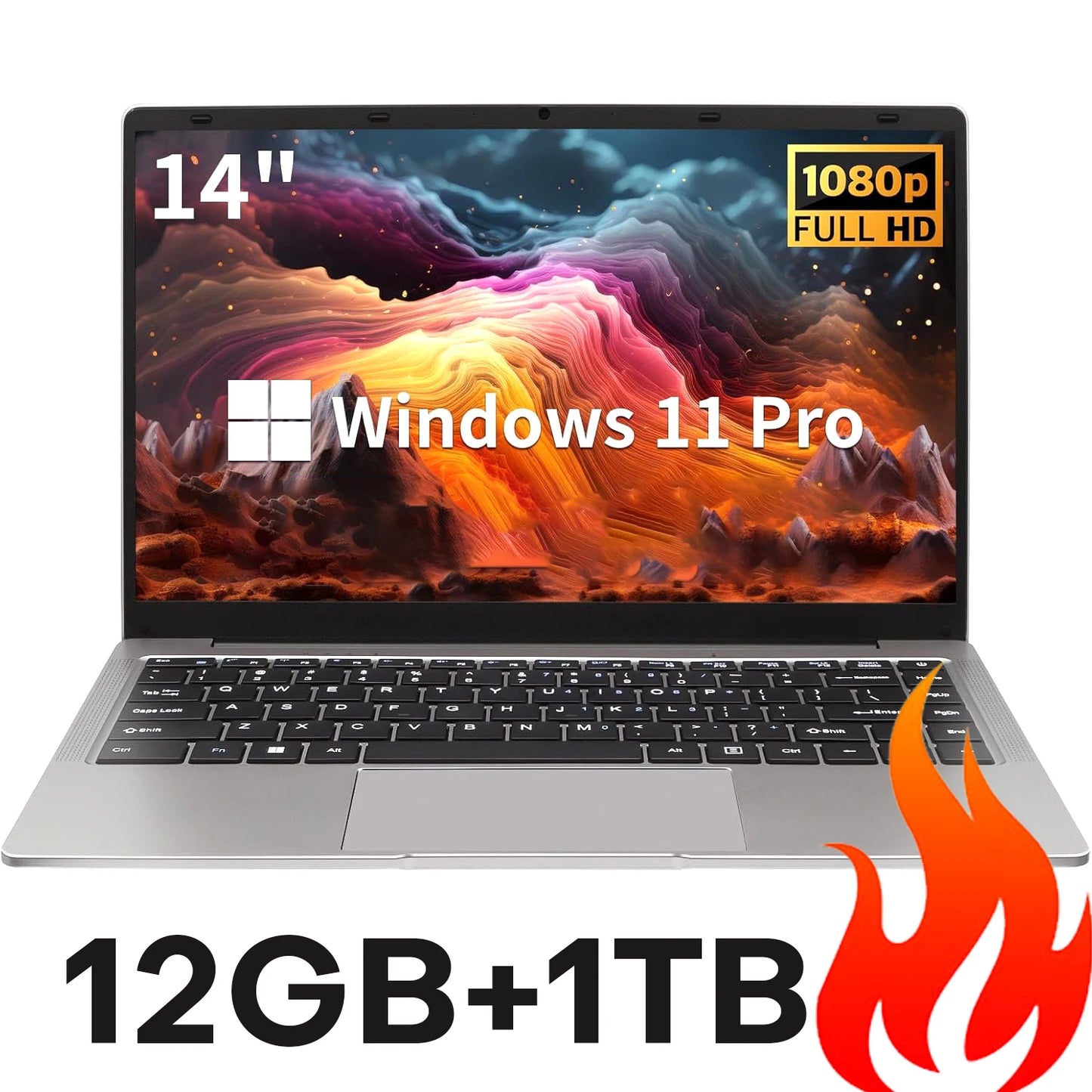 Computadora portátil Erilles Ultra Slim con Windows 11, 14.1", 12 GB de RAM