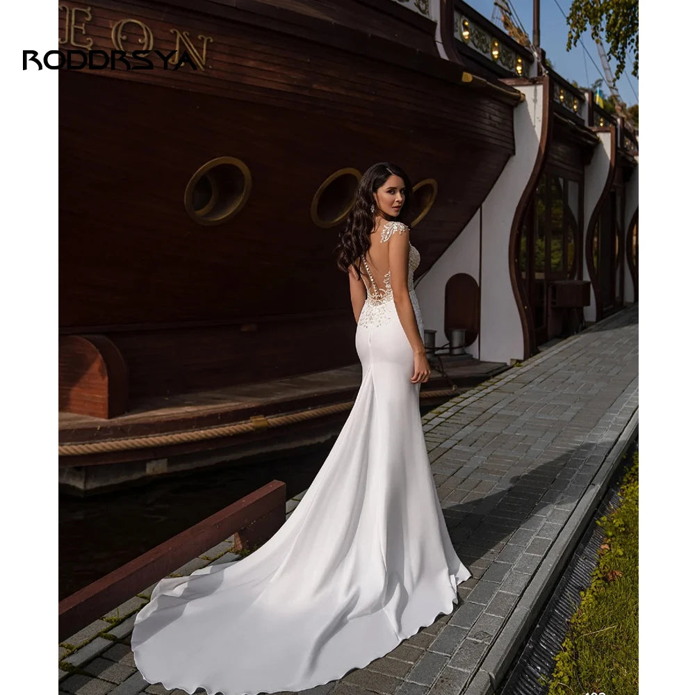 Vestido de novia bohemio sexy para mujer 2025 Apliques de encaje