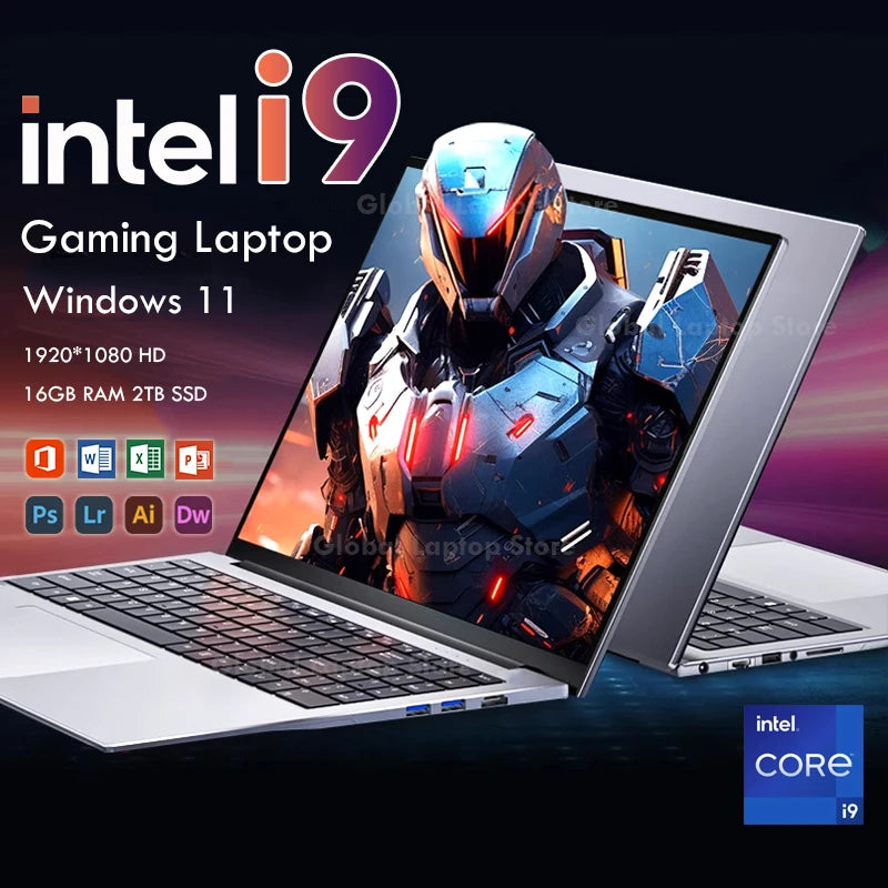 Computadora portátil para juegos de 14.1" con Windows 11 Pro i9, 16 GB