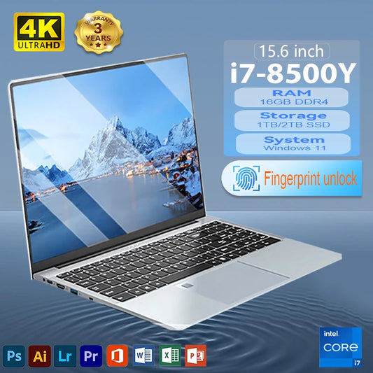 Portátil de 15,6 pulgadas con Windows 11 i7, Intel Core i7 8500Y, PC para juegos