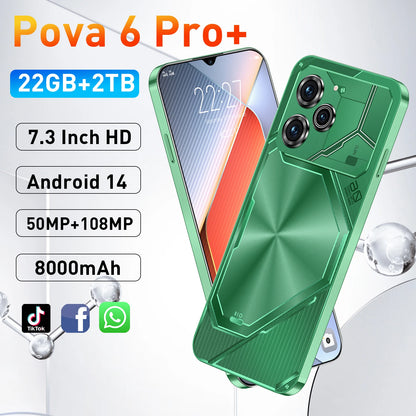 Teléfono inteligente Pova 6 Pro original con pantalla HD de 7.3", 22 GB + 2 TB