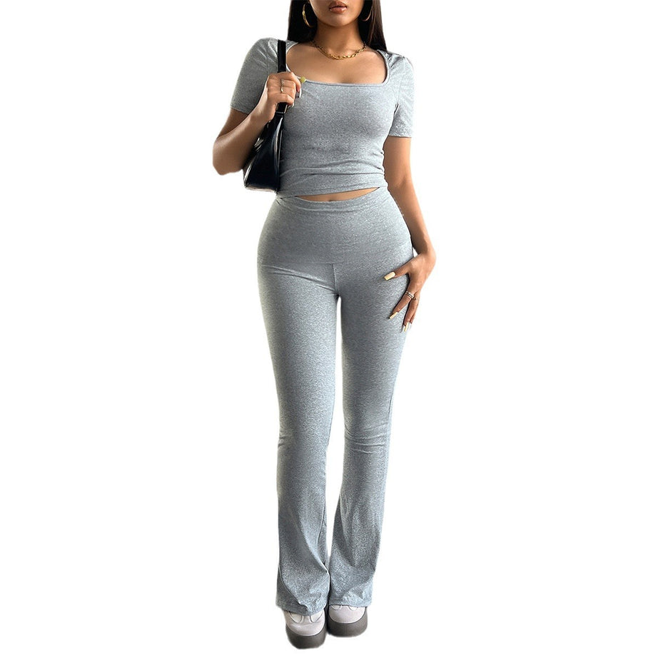 Conjunto de dos piezas de camiseta y pantalones largos de manga corta