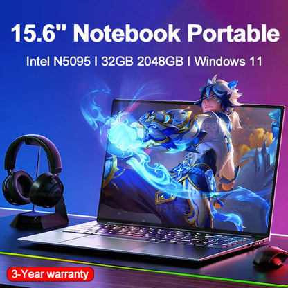 Portátil "Intel Celero N5095 32GB + 2TB Windows 11 portátil Huella digital