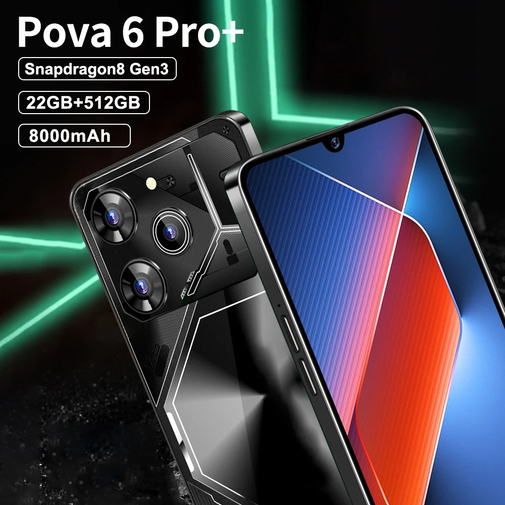 Teléfono inteligente Pova 6 Pro original con pantalla HD de 7.3", 22 GB + 2 TB