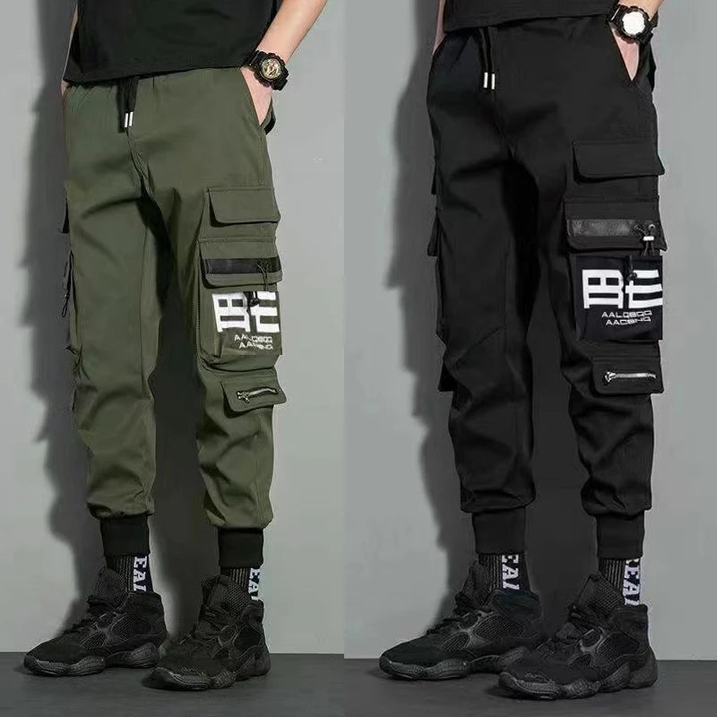 Pantalones cargo con cordón y múltiples bolsillos, pantalones cargo