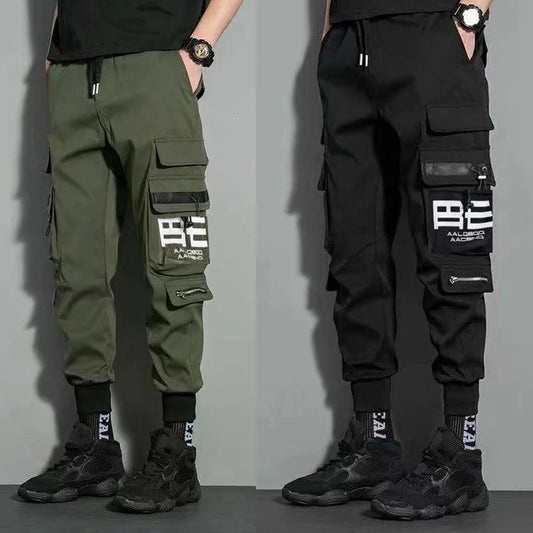 Pantalones cargo con cordón y múltiples bolsillos, pantalones cargo