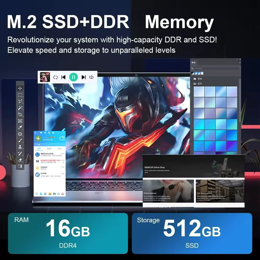 Portátiles ultradelgados para gamers de 15,6 pulgadas, Intel Celeron