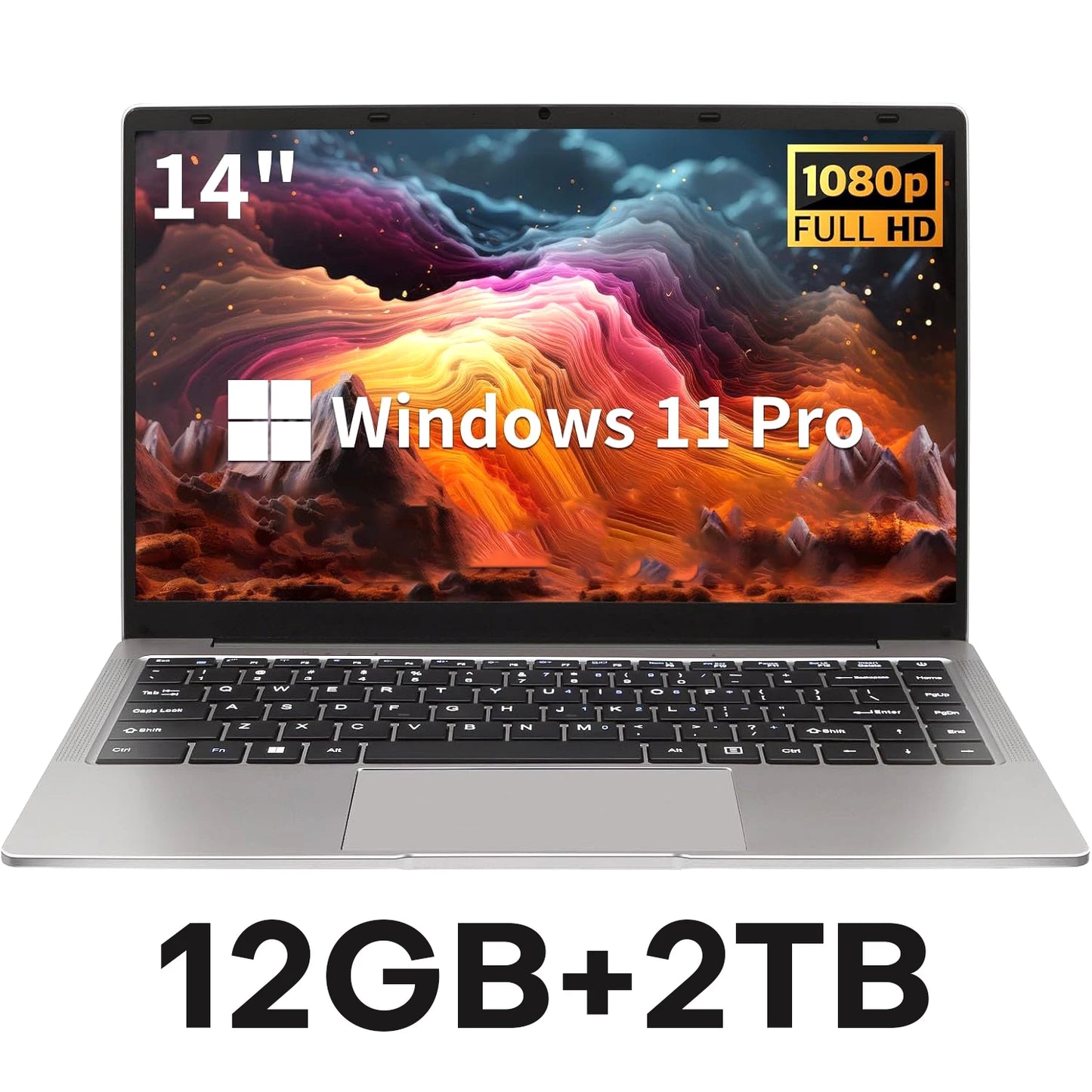 Computadora portátil Erilles Ultra Slim con Windows 11, 14.1", 12 GB de RAM