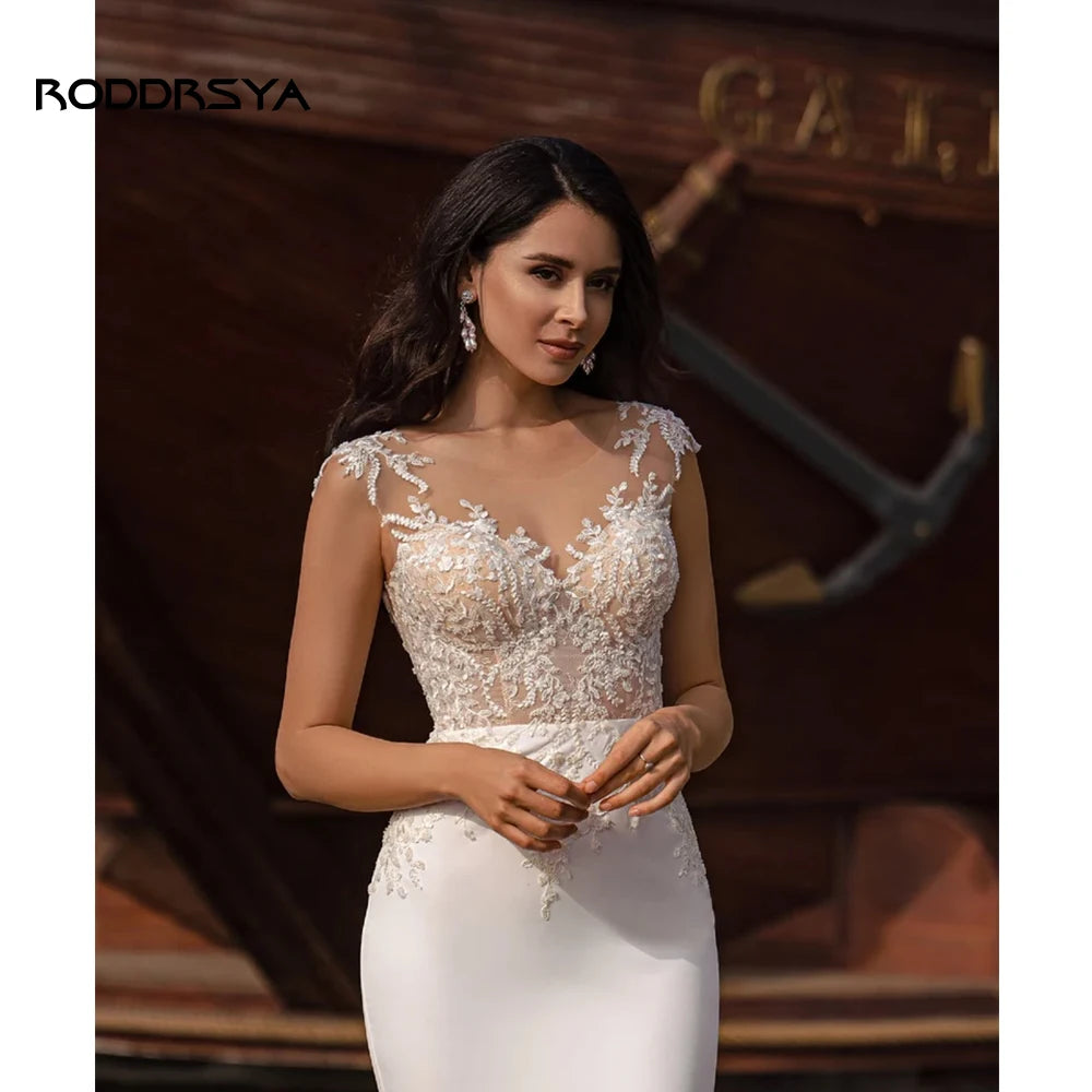 Vestido de novia bohemio sexy para mujer 2025 Apliques de encaje