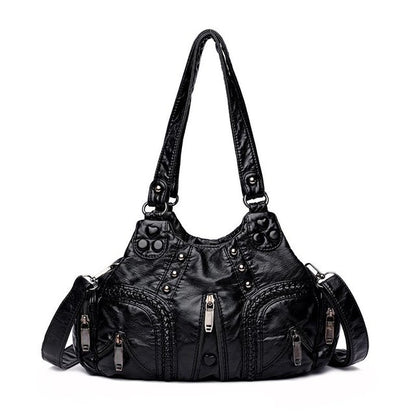 Bolso de mano de piel sintética lavada de alta calidad para mujer