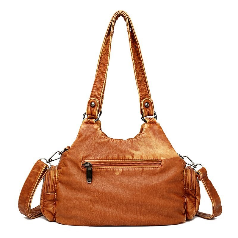 Bolso de mano de piel sintética lavada de alta calidad para mujer