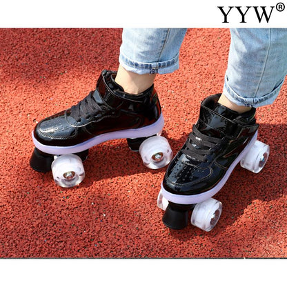 Patines Flash de 4 ruedas de poliuretano para adultos y niños