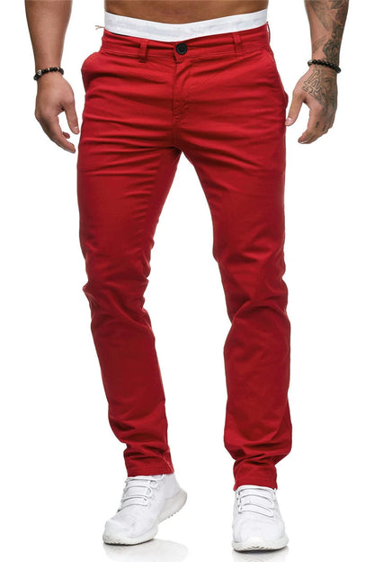 Pantalones casuales de algodón de color liso para hombre