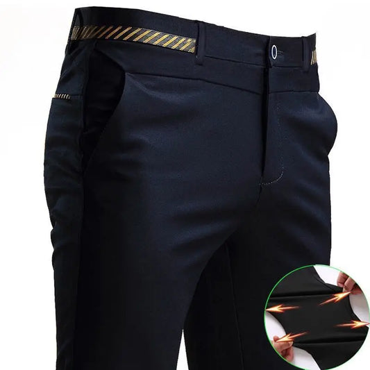 Pantalones de traje elásticos para hombre, pantalones de oficina