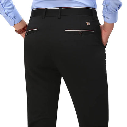 Pantalones de traje para hombre, elegantes pantalones de vestir