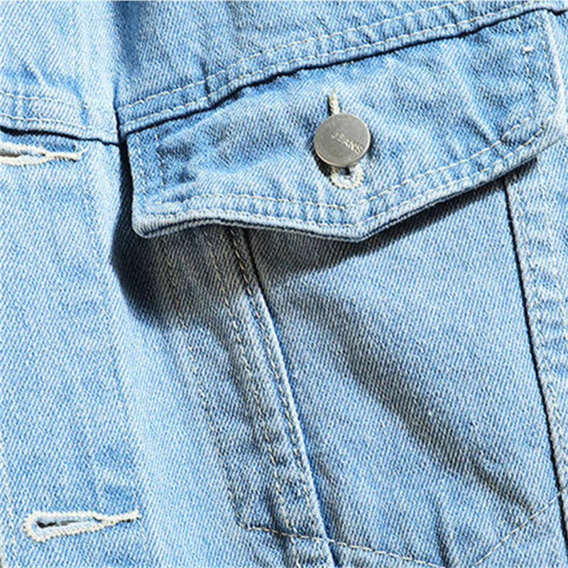 Chaqueta vaquera con capucha para hombre, informal, de color liso