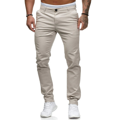 Pantalones casuales de algodón de color liso para hombre