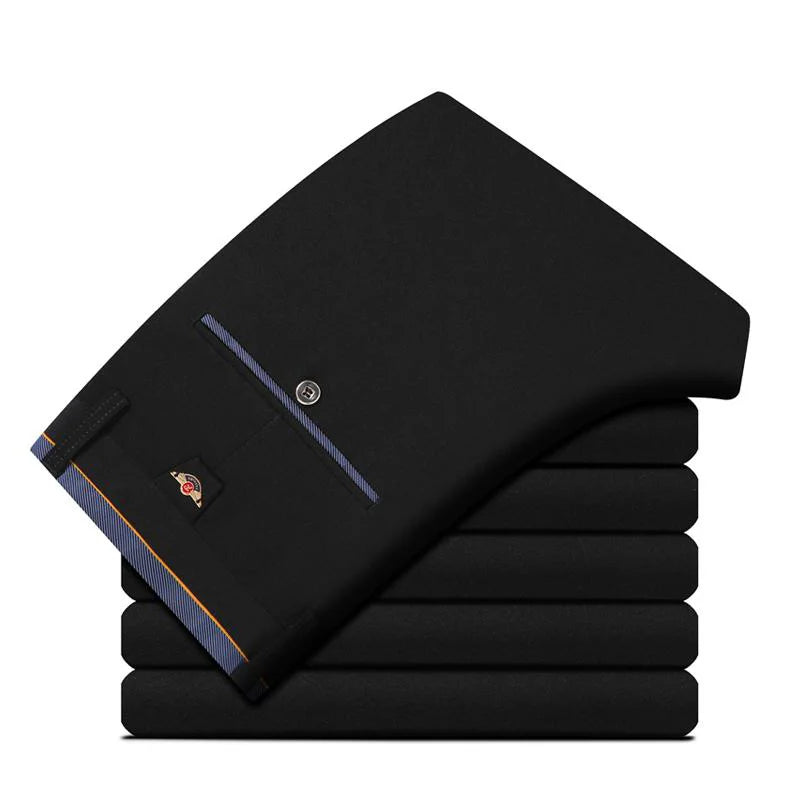 Pantalones de traje para hombre, elegantes pantalones de vestir
