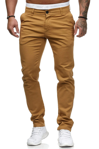 Pantalones casuales de algodón de color liso para hombre