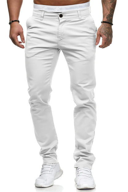 Pantalones casuales de algodón de color liso para hombre