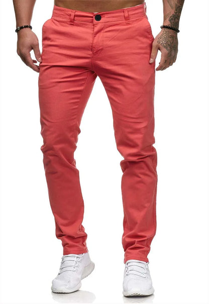 Pantalones casuales de algodón de color liso para hombre
