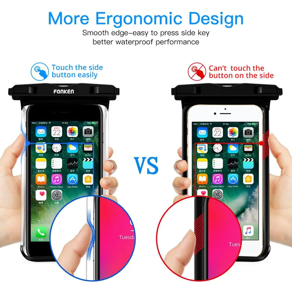 Funda impermeable FONKEN para teléfono, transparente, para la nieve