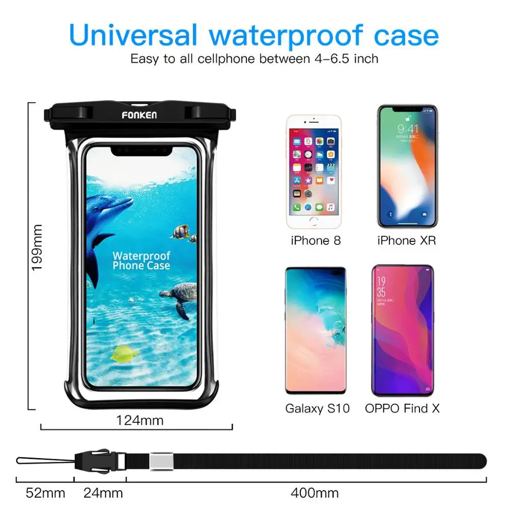 Funda impermeable FONKEN para teléfono, transparente, para la nieve