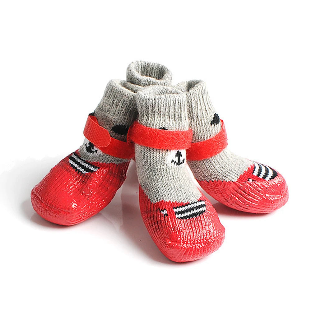 Juego de 4 botas de invierno para mascotas, cálidas, impermeables