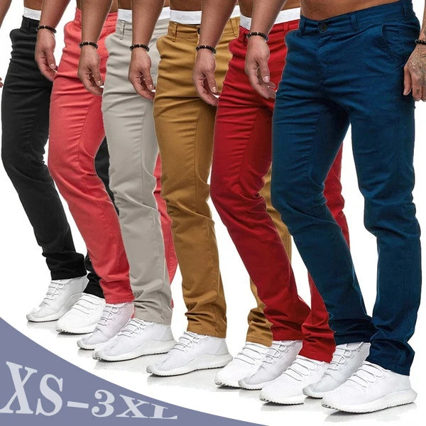 Pantalones casuales de algodón de color liso para hombre