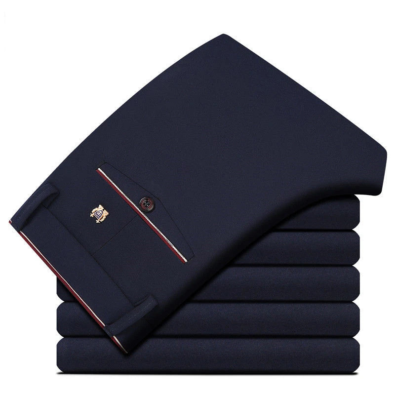 Pantalones de traje para hombre, elegantes pantalones de vestir