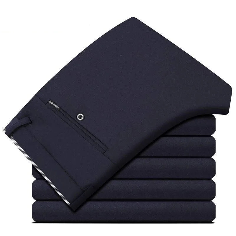 Pantalones de traje para hombre, elegantes pantalones de vestir