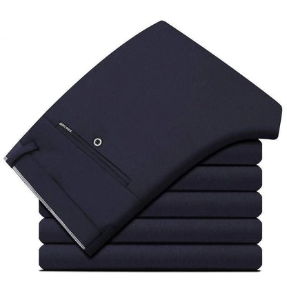 Pantalones de traje para hombre, elegantes pantalones de vestir