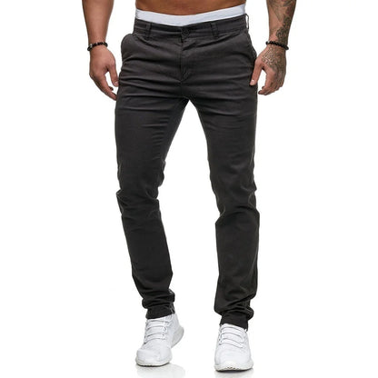 Pantalones casuales de algodón de color liso para hombre