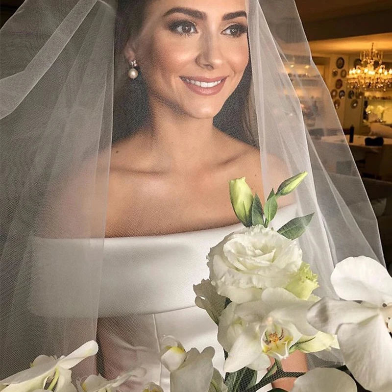 Vestidos de novia sencillos personalizados de corte A, de satén
