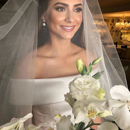 Vestidos de novia sencillos personalizados de corte A, de satén