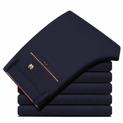 Pantalones de traje para hombre, elegantes pantalones de vestir
