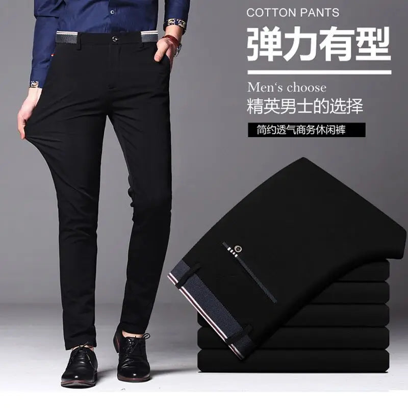 Pantalones de traje elásticos para hombre, pantalones de oficina