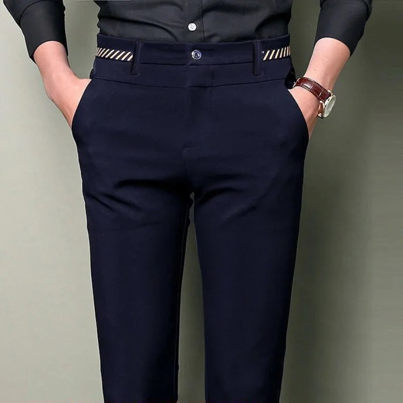 Pantalones de traje elásticos para hombre, pantalones de oficina